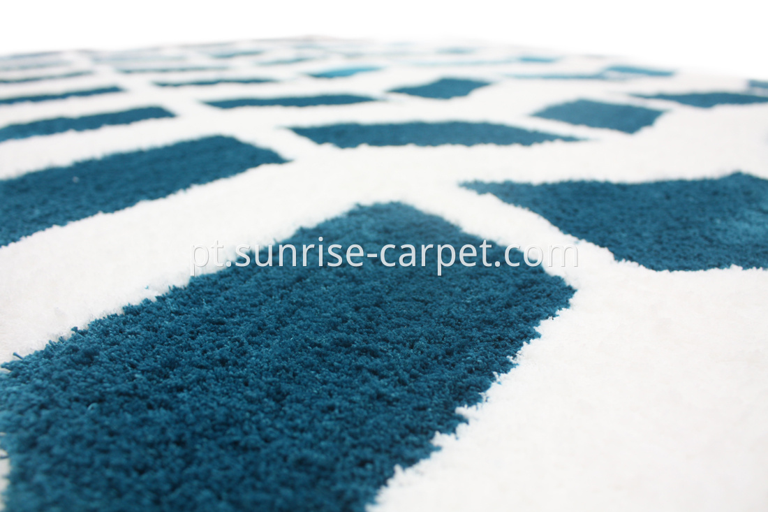 Microfiber Rug with Design Blue and White color